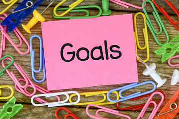 Goals inscription on sticker