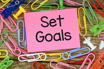 Set goals inscription on sticker