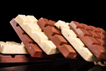 chocolate on a black background