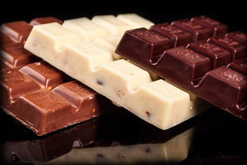 chocolate on a black background
