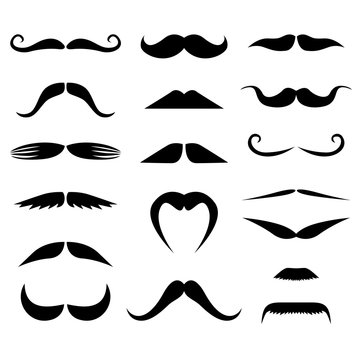 Moustaches silhouettes set