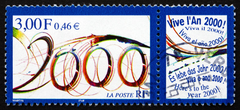 Postage Stamp France 1999 Best Wishes For Year 2000