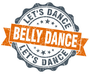 belly dance orange vintage seal isolated on white