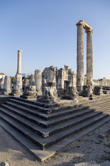 Temple of Apollo columns in Didyma antique city Didim Turkey