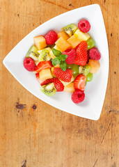 Fruit Salad on Wood With Copy Space