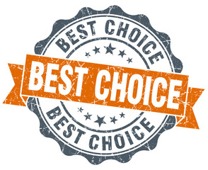 Obraz premium best choice orange vintage seal isolated on white