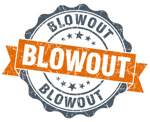 blowout orange vintage seal isolated on white