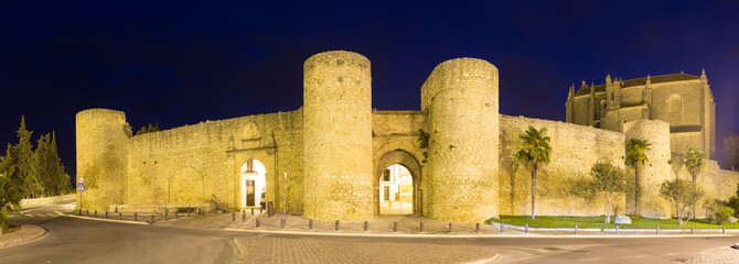 Evening view of  citywall in Ronda