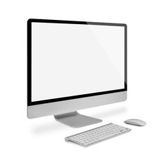 Computer monitor with keyboard and mouse