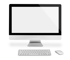 Computer monitor with keyboard and mouse