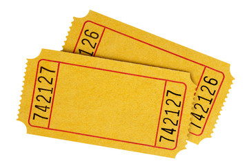 Two pair of blank yellow tickets isolated white background photo © david_franklin