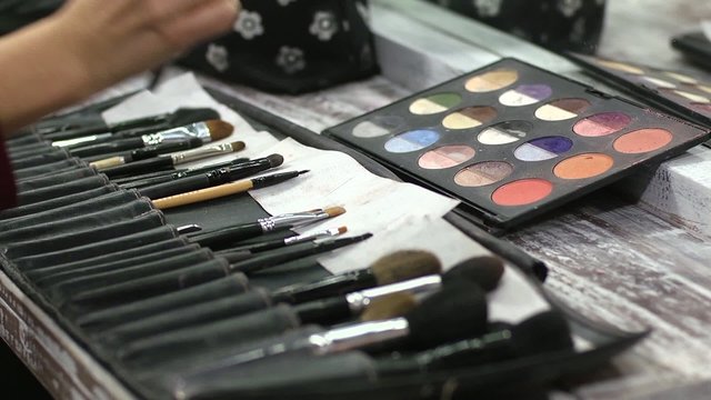 Make-up tools brushes and eyeshadows