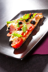 Delicious pizza eating.