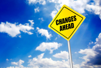 Changes ahead message on road sign