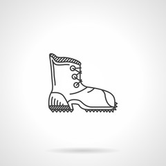 Black line hiking boot flat vector icon
