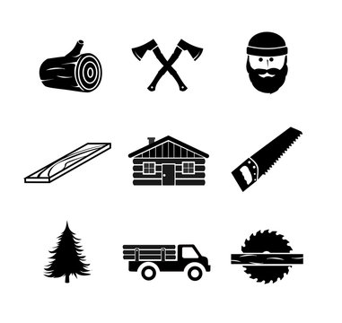 Lumberjack icon set vector
