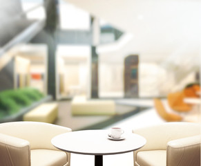 Wood Table  Top Background In Office 3d render
