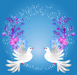 Two doves and floral ornament