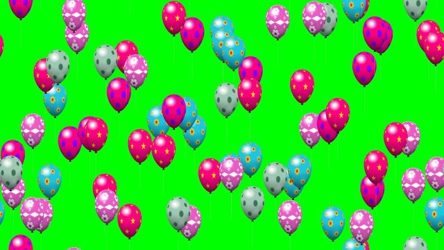 Easter eggs balloons generated seamless loop video green screen