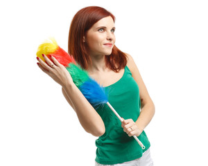 Young cleaning woman.