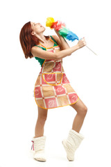 Young cleaning woman.