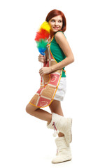 Young cleaning woman.