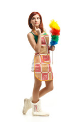 Young cleaning woman.