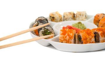 sushi pieces isolated