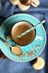 Tasty cappuccino on table