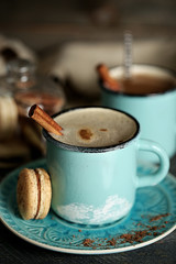 Tasty cappuccino on table, close-up
