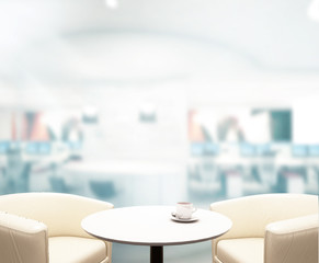 Wood Table  Top Background In Office 3d render