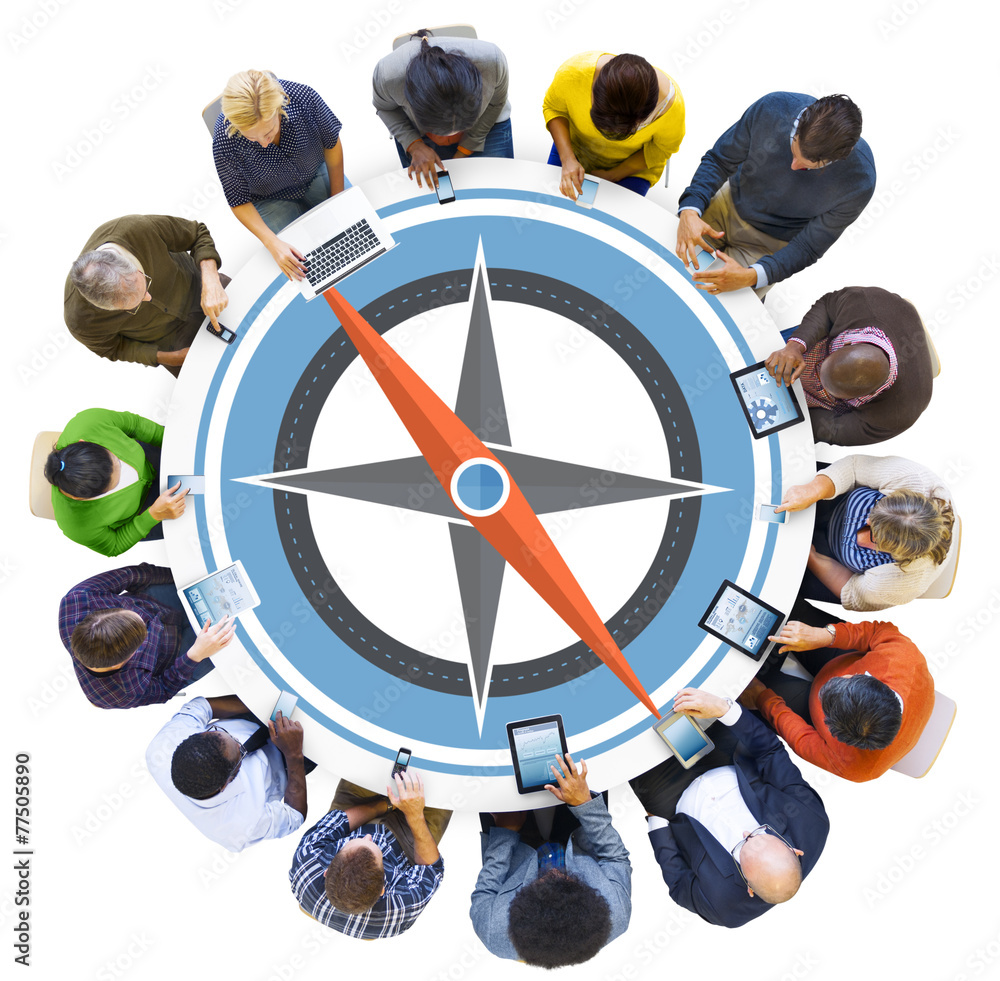 Poster navigation compass direction exploration guide journey concept