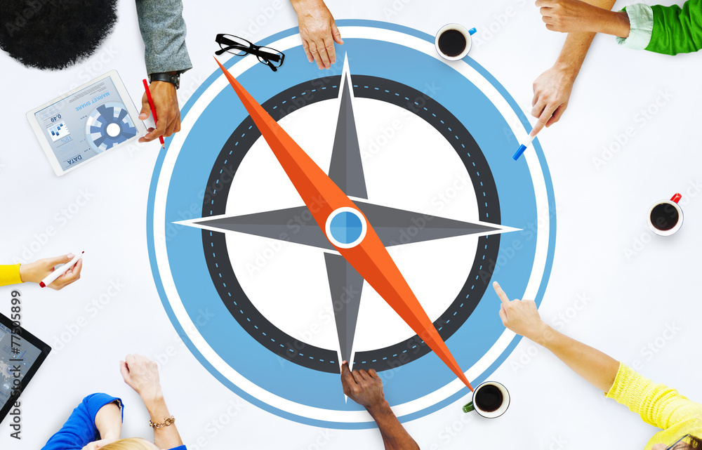 Poster navigation compass direction exploration guide journey concept