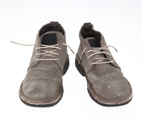Old brown leather shoes