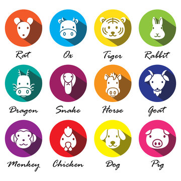 vector Chinese zodiac animal icons