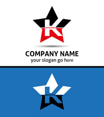 Letter K logo with star icon