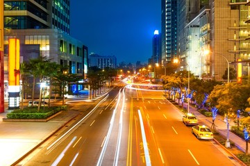 Fototapeta na wymiar Modern city at night,taiwan, China.