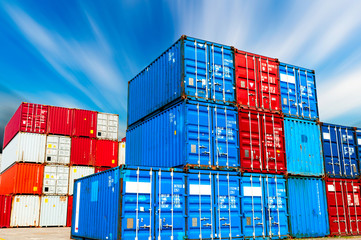 Fototapeta premium industrial port with containers