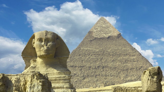 Clouds over great pyramid and sphinx at Giza Cairo in Egypt - zo