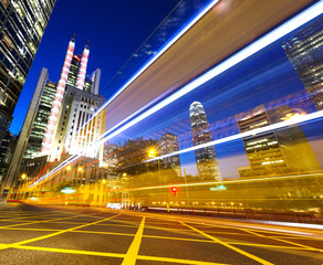 light trails on the modern building background