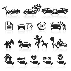 Insurance icons set. Vector Illustration.