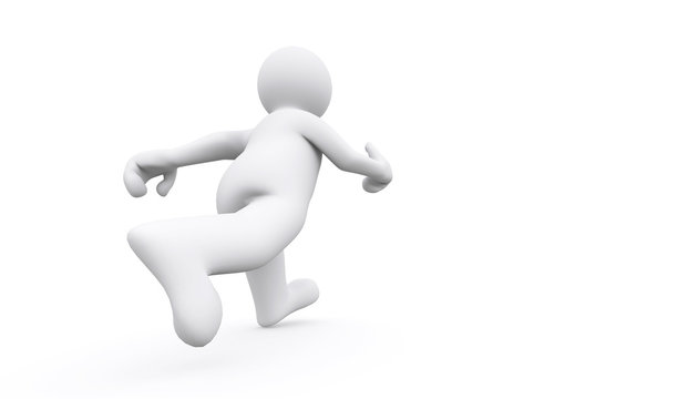 3d blank figure walking forward with clipping path.