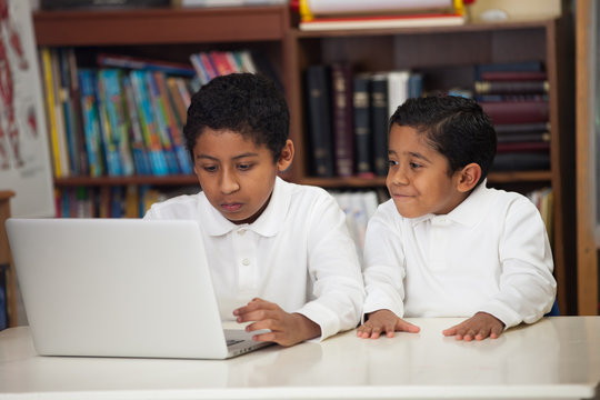 Hispanic Boys with Laptop