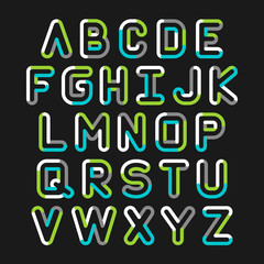 Alphabet line transparent color font style.