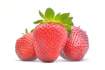 Fresh ripe strawberries isolated on white