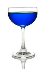 Glass of Blue cocktails color isolate on white background