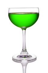 Glass of Green cocktails color isolate on white background