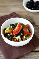 Fresh greek salad with vegetables and cottage cheese