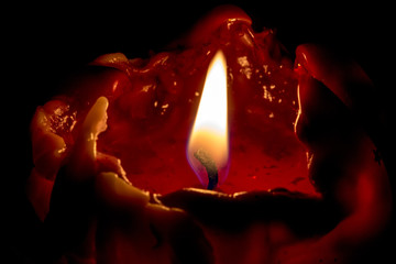 closeup macro of light on candle