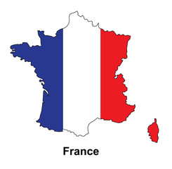 France map with flag vector, France vector